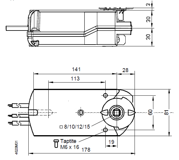 Размеры электропривода Siemens GNA126.1E/T